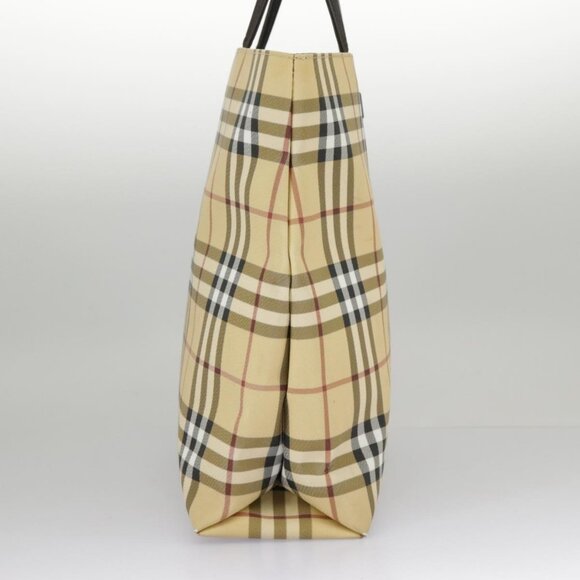 BURBERRY Nova Check Tote Bag PVC Beige Auth 97067 - Picture 5 of 16